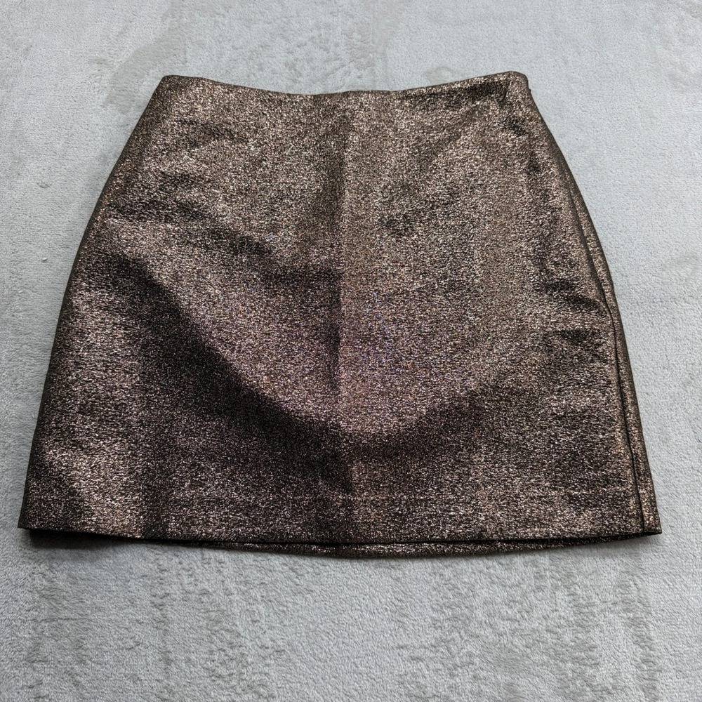 Loft Mini Skirt Womens 6 Bronze Metallic Shimmer A-Line Party Night Out Glam NYE
